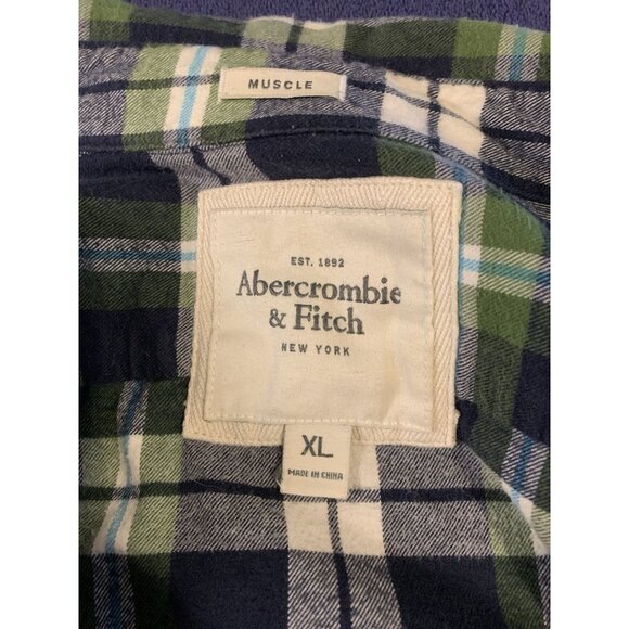 Abercrombie & Fitch Muscle Plaid Long Sleeve Soft Flannel Button Up Shirt XL Y2K - Picture 5 of 8